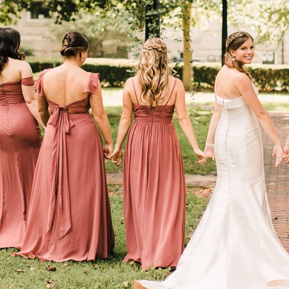 Azazie desert rose bridesmaid dress DRY CLND SZ 4
